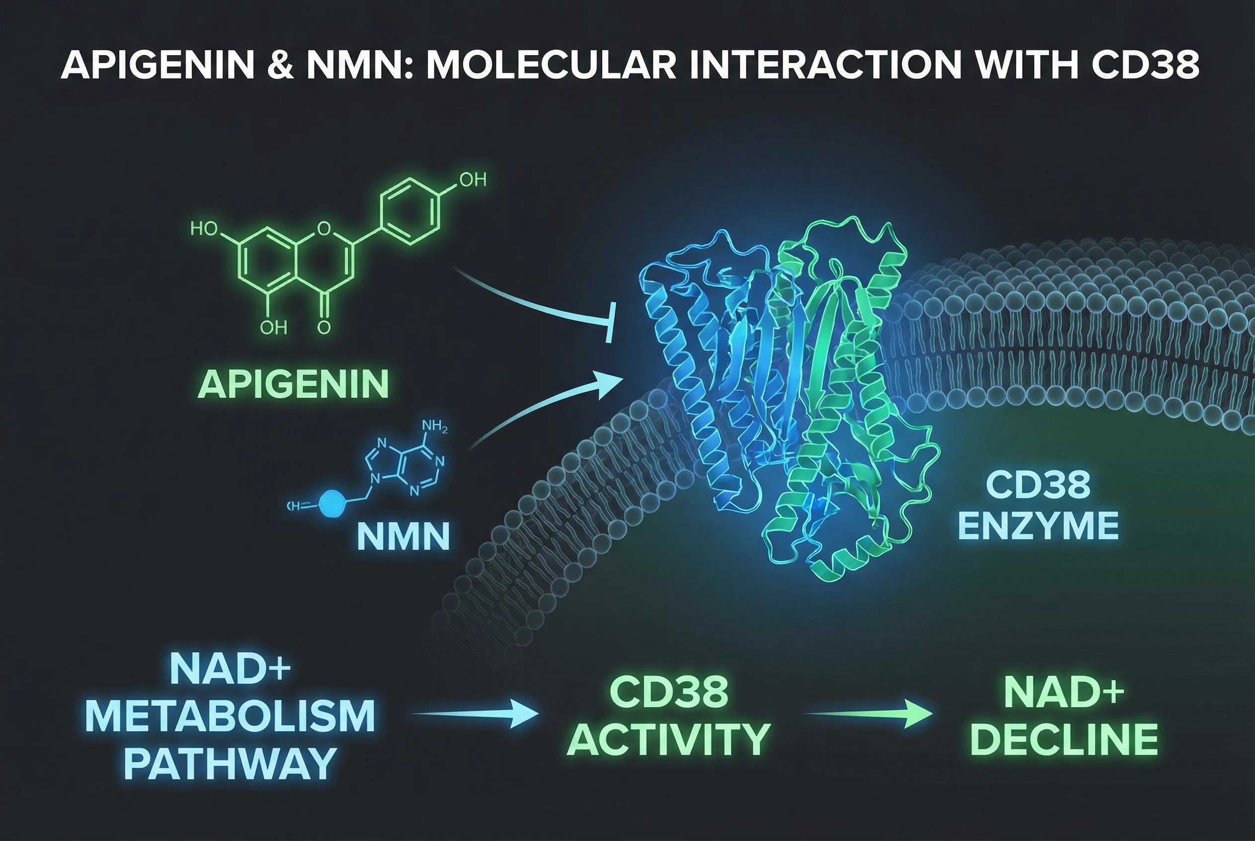 NMN and Apigenin: Science of CD38 Inhibition for Longevity
